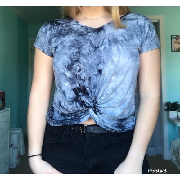 Blue tie dye tie up tshirt - Picture 1 of 2